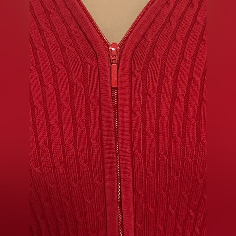 Pendleton Women’s Large Red Zip-Up Cardigan Sweater Textured Knit Luxury - Picture 7 of 13